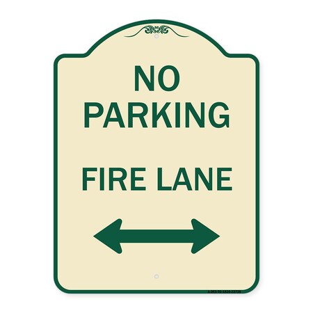 Signmission No Parking Fire Lane W/ Bidirectional Arrow Heavy-Gauge Aluminum Sign, 24" x 18", TG-1824-23738 A-DES-TG-1824-23738